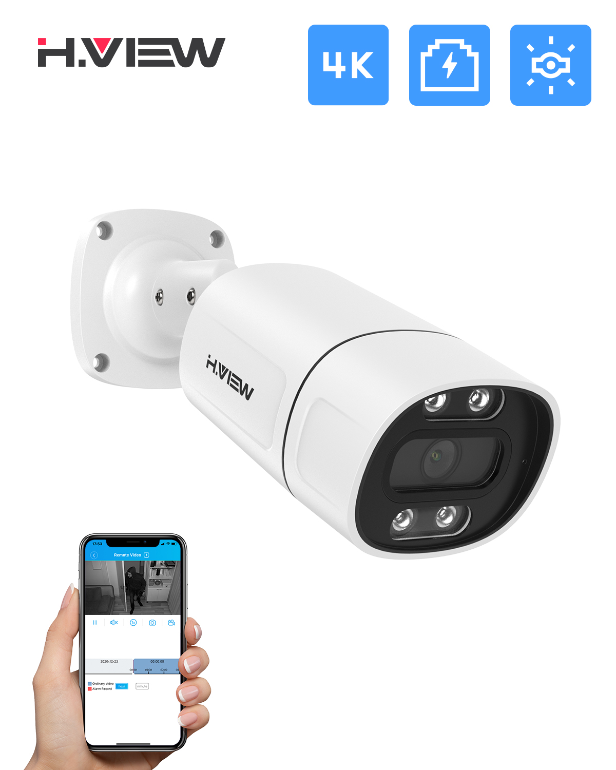 Home Security Ai - Caméra IP H.View 5Mp 8Mp 4K