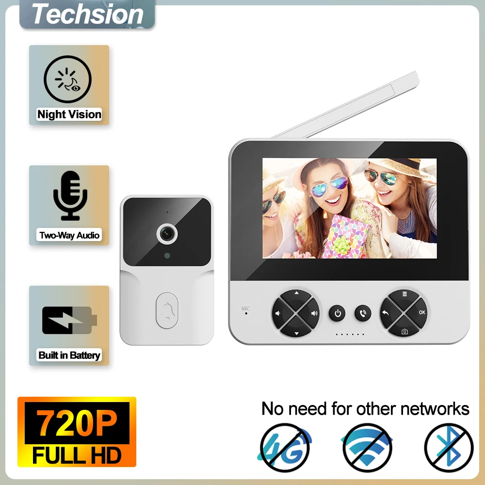 Home Security Ring Camera - Sonnette connectée intelligente 5 pouces avec