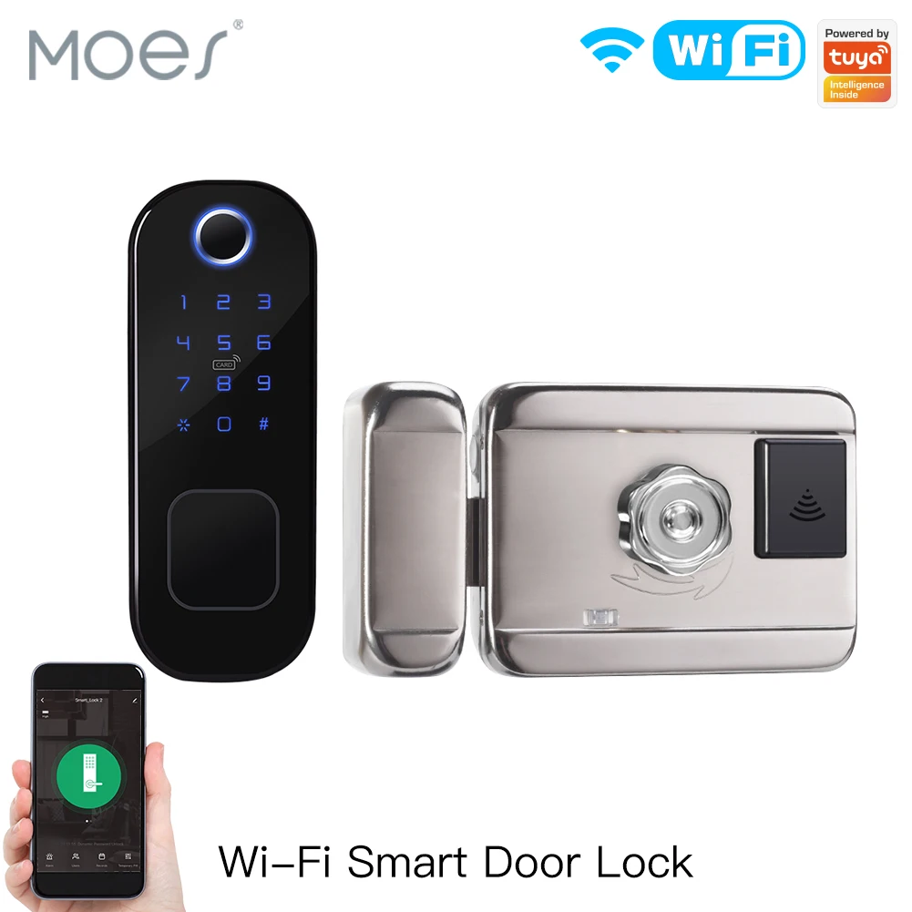 Home Security Locks For Doors - MOES-Serrure Intelligente Tuya à Empreintes Digitales,