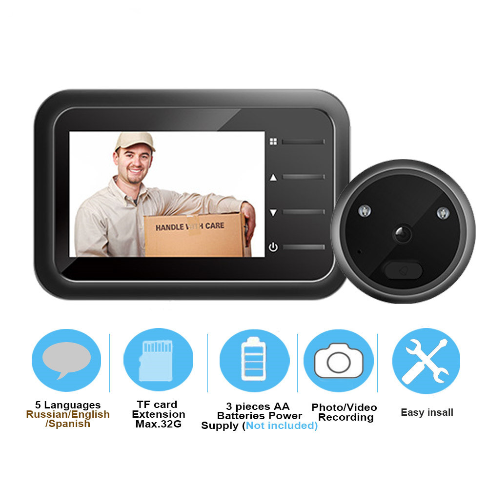 Home Security Ring Camera - Sonnette vidéo avec judas, caméra, enregistrement