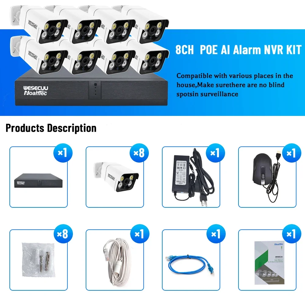 Home Security And Camera Systems - Kit Système de Surveillance CCTV Extérieur/Intérieur