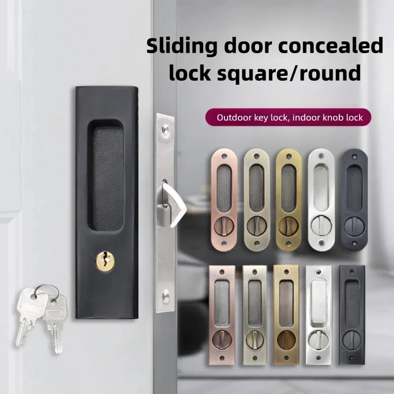 Home Security Locks For Doors - Serrure de porte coulissante, noire, pour