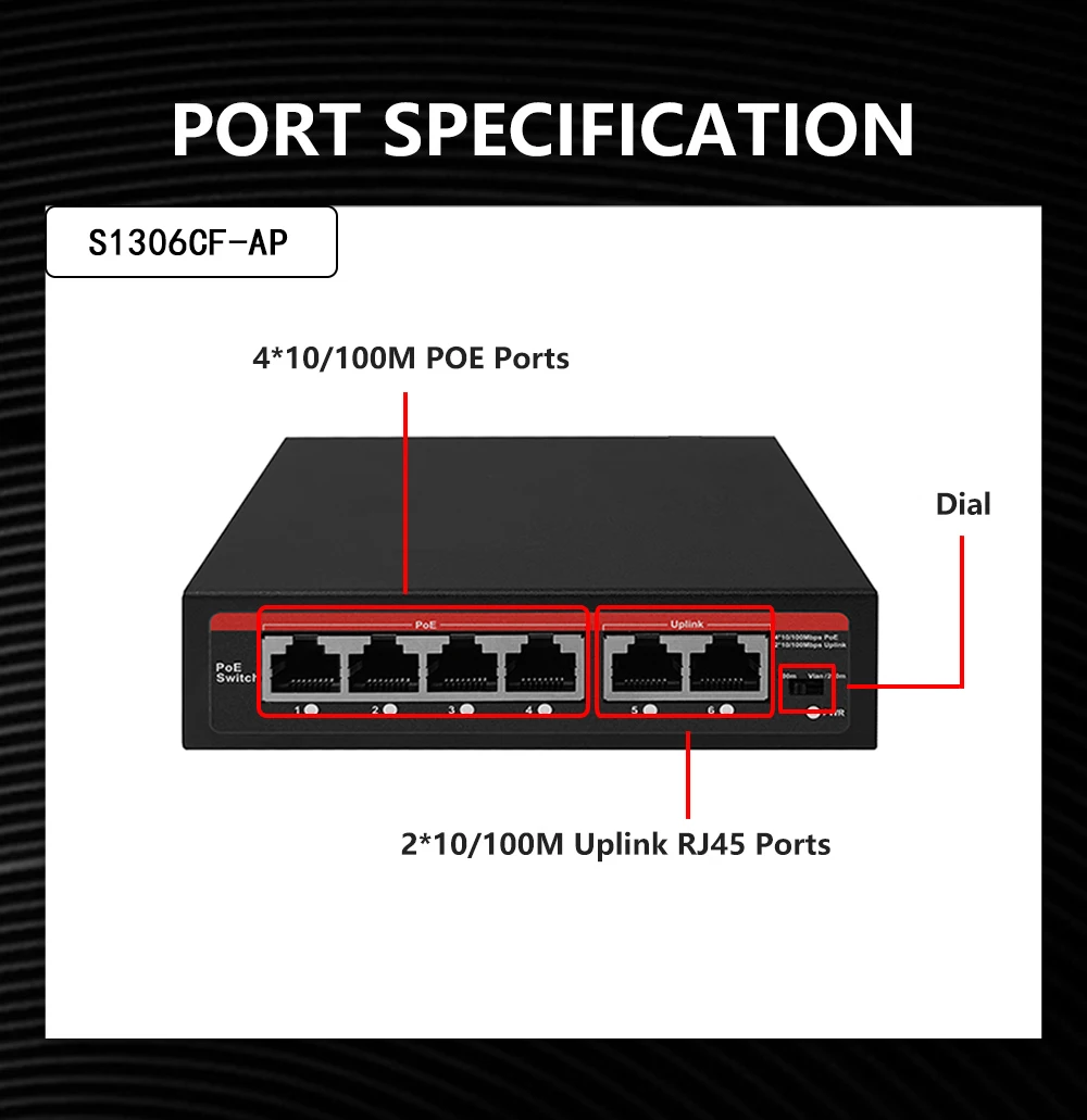 Home Security Ai - Commutateur PoE AI EWIND 6 ports