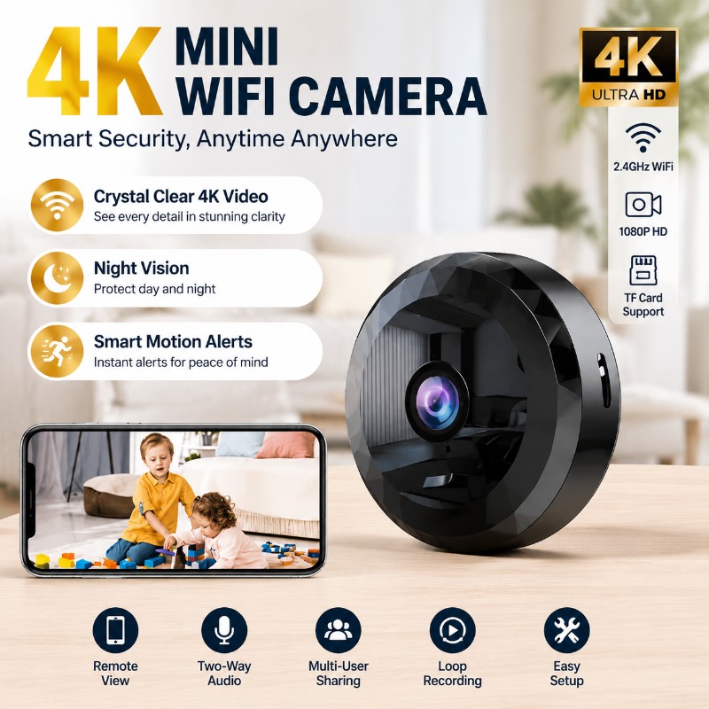 Mini caméra WiFi 4K, caméra de - Home Security Ai avis et prix